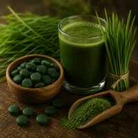 chlorella v tabletách a mladý ječmen